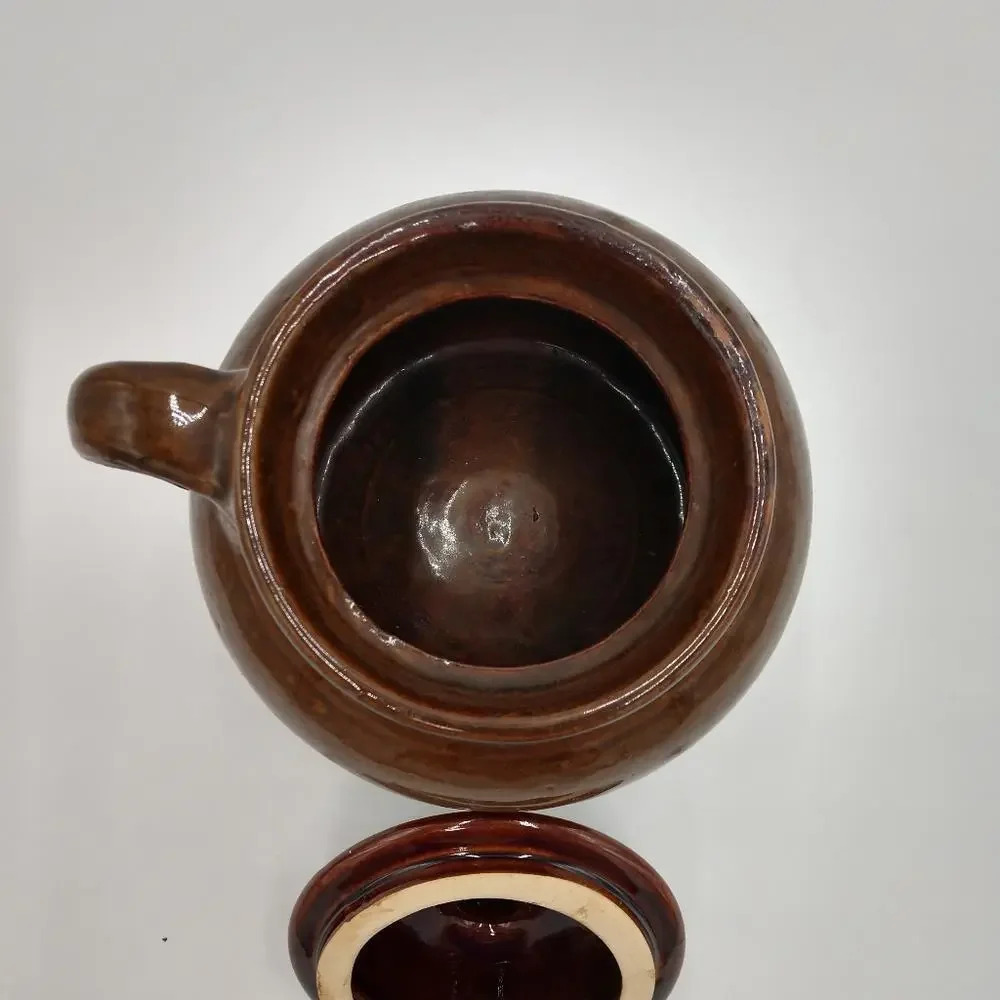 Small Brown Stoneware Jug and Lid - Picture 5 of 6